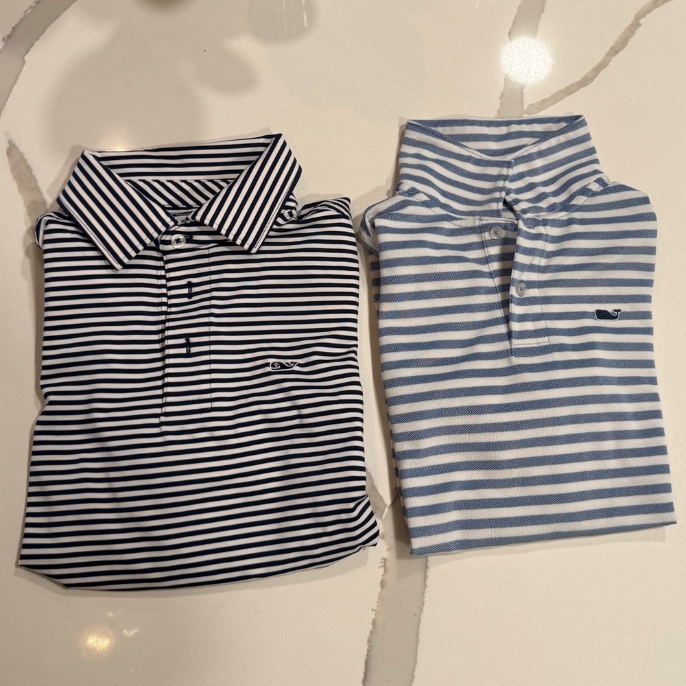 Vineyard Vines Navy/Blue and White Striped Polo Bundle